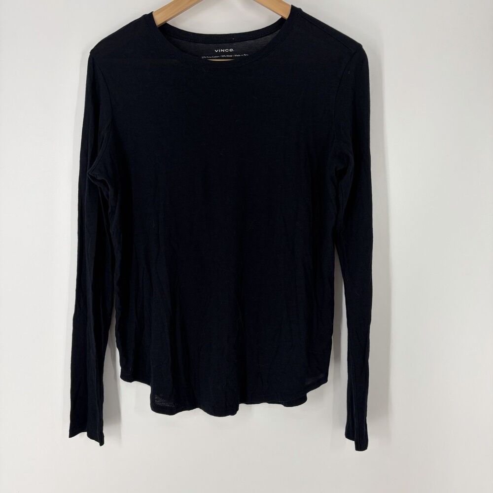 Vince T Shirt Size Medium Womens Navy Essential Tee Pima Cotton Peru Lightweight